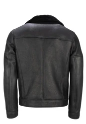Lolus Lederjacke Edgar Schwarz/Dunkelgrau/Grau