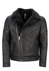 Lolus Lederjacke Edgar Schwarz/Dunkelgrau/Grau