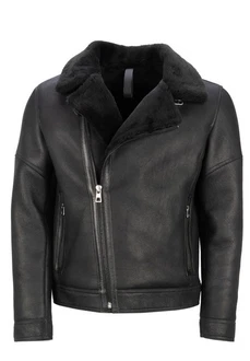 Lolus Lederjacke Edgar Schwarz/Dunkelgrau/Grau