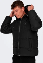 ONLY & SONS Steppjacke ONSMARLON LIFE HOOD PUFFER JACKET Schwarz