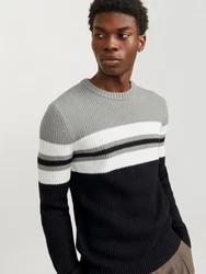 JACK & JONES Pullover JJSANDER Schwarz/Dunkelblau/Grau