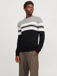 JACK & JONES Pullover JJSANDER Schwarz/Dunkelblau/Grau