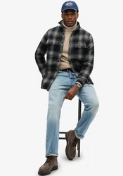 Superdry Langarmhemd Wool Miller Overshirt navy/kariert