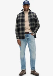 Superdry Langarmhemd Wool Miller Overshirt navy/kariert