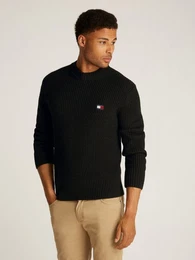 Rundhalspullover TJM REG BADGE TEXTURED CNECK EXT in Unifarbe