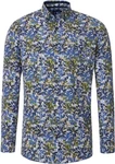 Redmond Langarmhemd Modern Fit Button-Down-Kragen Gelb/Dunkelgrün