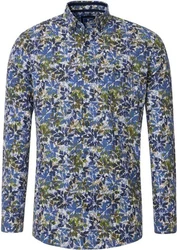 Redmond Langarmhemd Modern Fit Button-Down-Kragen Gelb/Dunkelgrün