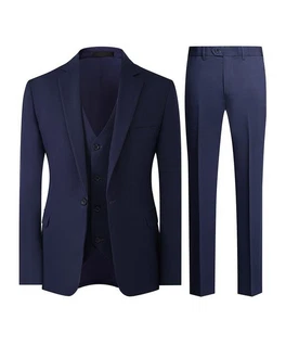 Allthemen Anzug 3-tlg klassischer Businessanzug Dunkelblau/Hellblau Allthemen Anzug 3-tlg klassischer Businessanzug Dunkelblau/Hellblau