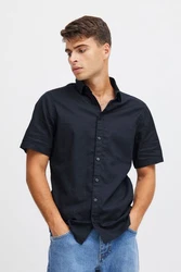 Casual Friday Kurzarmhemd CFAksel SS linen mix shirt Dunkelblau/Schwarz/Hellblau/Blau
