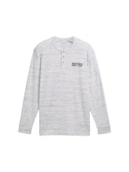 TOM TAILOR Kurzarmshirt Henley-Shirt Regular Fit Grau