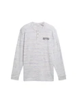 TOM TAILOR Kurzarmshirt Henley-Shirt Regular Fit Grau