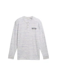 TOM TAILOR Kurzarmshirt Henley-Shirt Regular Fit Grau