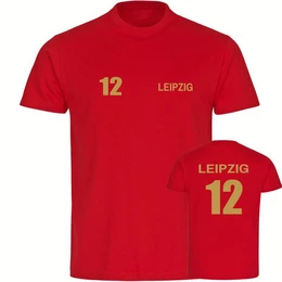T-Shirt Herren Leipzig - Trikot Nummer 12 gold - Mnner