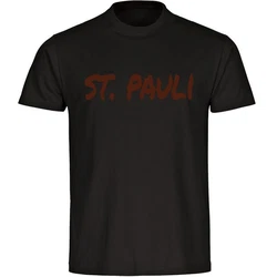 multifanshop T-Shirt Herren St. Pauli - Textmarker Rot/Beige/Schwarz/Braun