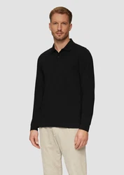 s.Oliver Langarmshirt Poloshirt schwarz