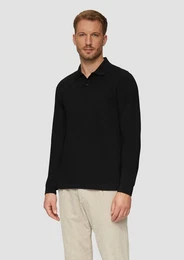 Langarmshirt Poloshirt aus Piqu mit Logo-Stickerei Stickerei