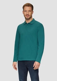 Langarmshirt Poloshirt aus Piqu mit Logo-Stickerei Stickerei