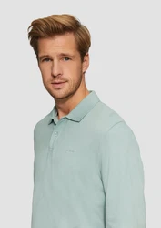 s.Oliver Langarmshirt Poloshirt Hellblau/Grün/Hellgrün