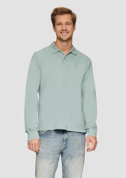 Langarmshirt Poloshirt aus Piqu mit Logo-Stickerei Stickerei