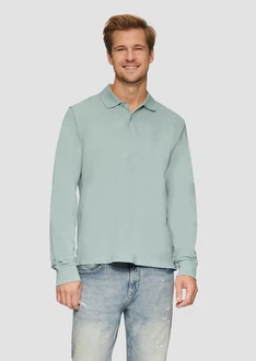 s.Oliver Langarmshirt Poloshirt Hellblau/Grün/Hellgrün