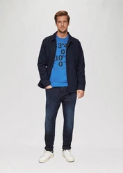 s.Oliver Sweatshirt mit Flock-Print Applikation Hellblau/Blau