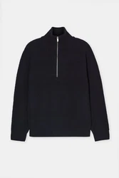 CLOSED Strickpullover Zip Pullover Regular Fit Dunkelblau/Schwarz