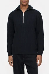 CLOSED Strickpullover Zip Pullover Regular Fit Dunkelblau/Schwarz