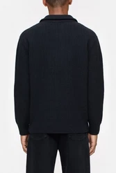 CLOSED Strickpullover Zip Pullover Regular Fit Dunkelblau/Schwarz