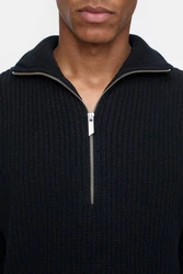 CLOSED Strickpullover Zip Pullover Regular Fit Dunkelblau/Schwarz