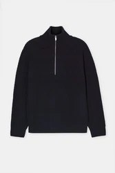 CLOSED Strickpullover Zip Pullover Regular Fit Dunkelblau/Schwarz