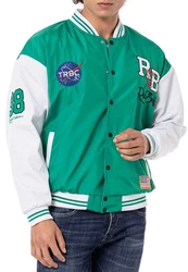 RedBridge Collegejacke Varsity-Look Grün/Lila/Rot