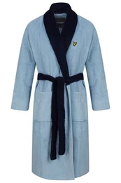 Herrenbademantel Mittellang Aus Leichtfrottee, Saugstark, Baumwolle/Polyester, Haubenlos, der Grtel