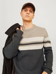 JACK & JONES Pullover JJSANDER beige/hellbeige/dunkelgrau