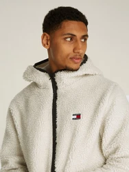 Tommy Jeans Plüschjacke TJM REG BADGE TEDDY ZIP TRU EXT mit Logopatch 