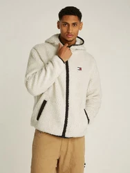 Tommy Jeans Plüschjacke TJM REG BADGE TEDDY ZIP TRU EXT mit Logopatch 