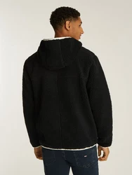 Tommy Jeans Plüschjacke TJM REG BADGE TEDDY ZIP TRU EXT mit Logopatch Schwarz