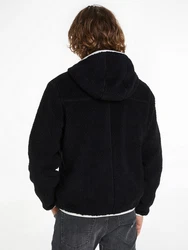 Tommy Jeans Plüschjacke TJM REG BADGE TEDDY ZIP TRU EXT mit Logopatch Schwarz