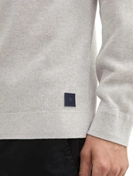TOM TAILOR Strickpullover Rundhals Grau/Hellgrau/Weiß