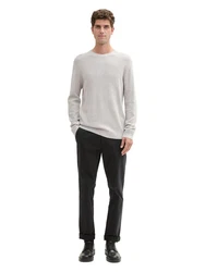 TOM TAILOR Strickpullover Rundhals Grau/Hellgrau/Weiß