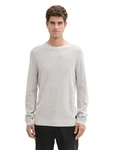 TOM TAILOR Strickpullover Rundhals Grau/Hellgrau/Weiß
