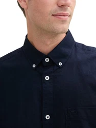 TOM TAILOR Langarmhemd T-Shirt Dunkelblau/Hellblau