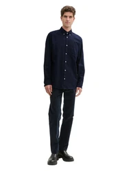 TOM TAILOR Langarmhemd T-Shirt Dunkelblau/Hellblau