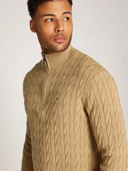 Tommy Hilfiger Strickpullover CLASSIC COTTON CABLE ZIP MOCK 