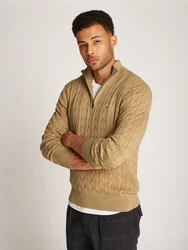 Tommy Hilfiger Strickpullover CLASSIC COTTON CABLE ZIP MOCK 
