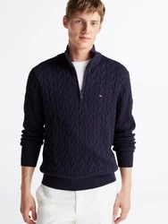 Tommy Hilfiger Strickpullover CLASSIC COTTON CABLE ZIP MOCK 
