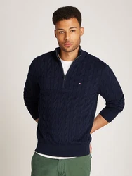 Tommy Hilfiger Strickpullover CLASSIC COTTON CABLE ZIP MOCK 