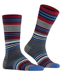 Burlington Herren Socken Stripe Mischfarben/Bordeaux/Dunkelblau