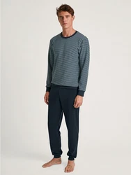 CALIDA Pyjama Relax Terry Herren Dunkelblau/Grau/Blau