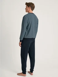 CALIDA Pyjama Relax Terry Herren Dunkelblau/Grau/Blau