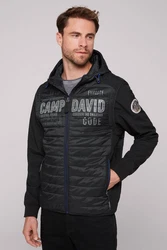 CAMP DAVID Steppjacke Outdoorjacke mit Kapuze Dunkelblau/Grau/Hellblau/Schwarz/Gelb